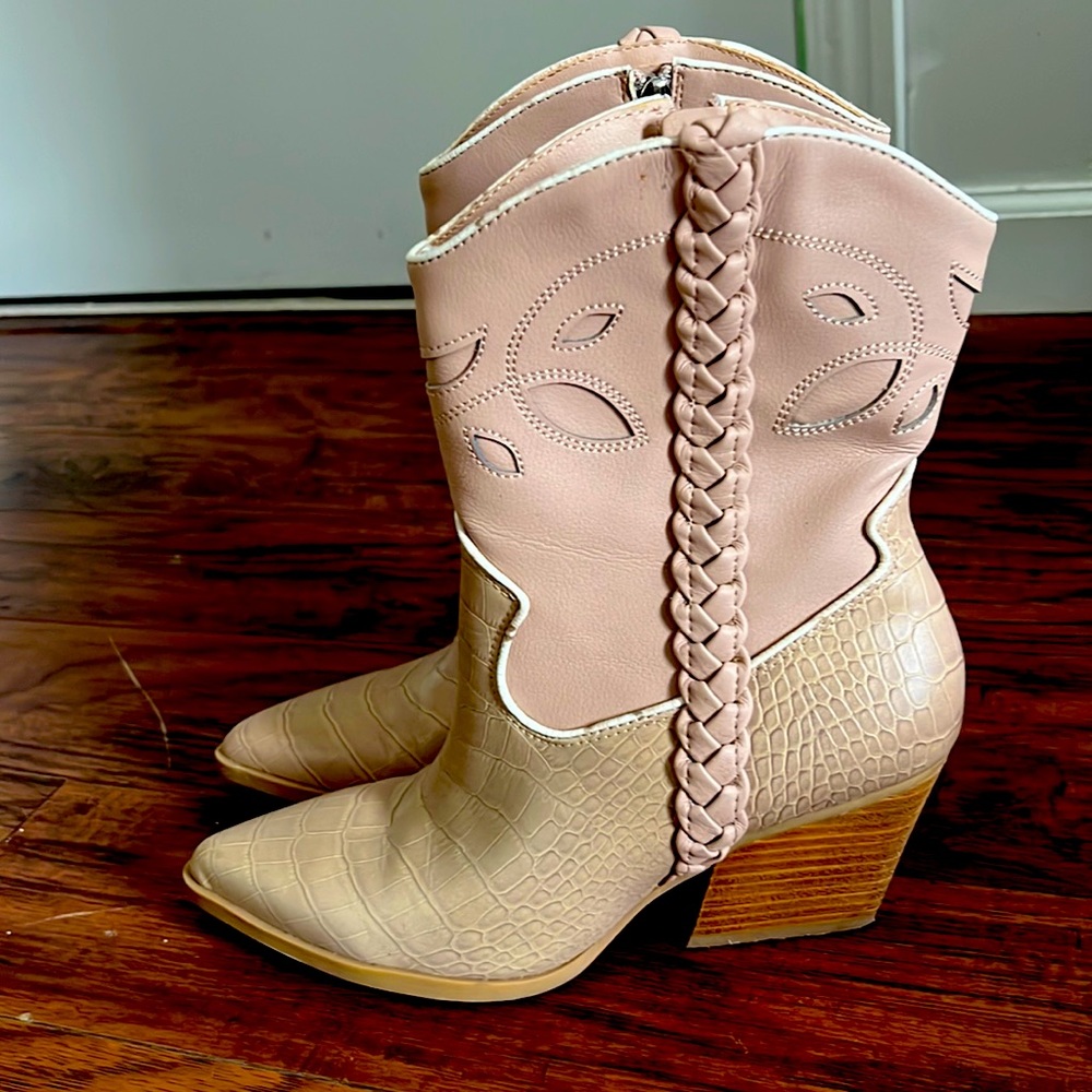Lori Croc-Embossed & Cutout Leather Boots by Dolce Vita